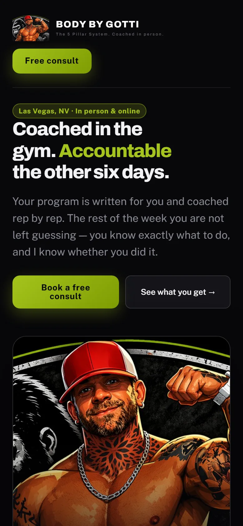 The Body by Gotti home page on a phone