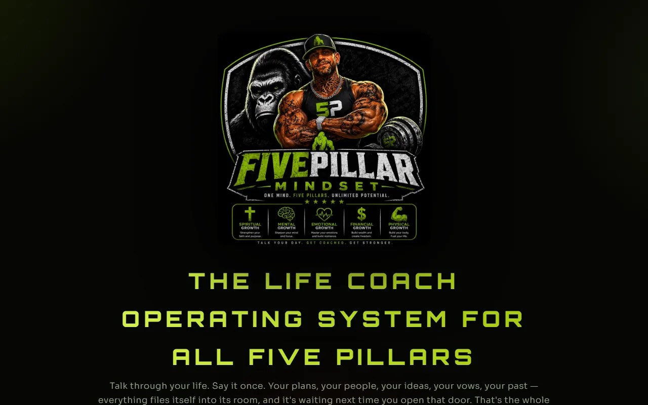The FivePillar Mindset home page: The life coach operating system for all five pillars