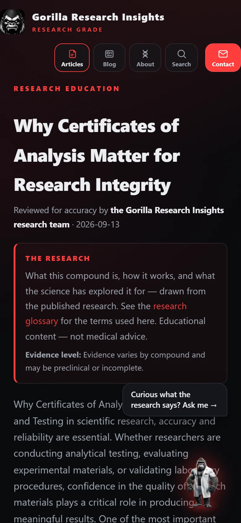A Gorilla Research Insights article on a phone